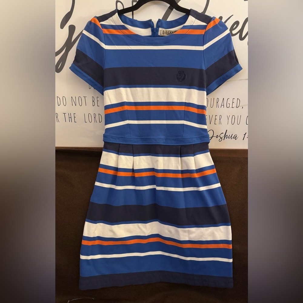 E Land Striped Blue and Orange Kids preppy dress